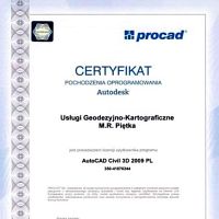 W 2009 r. uzyskaliśmy certyfikat znajomości i legalności oprogramowania Auto Cad wydany przez PROCAD SA<br />(www.procad.pl)